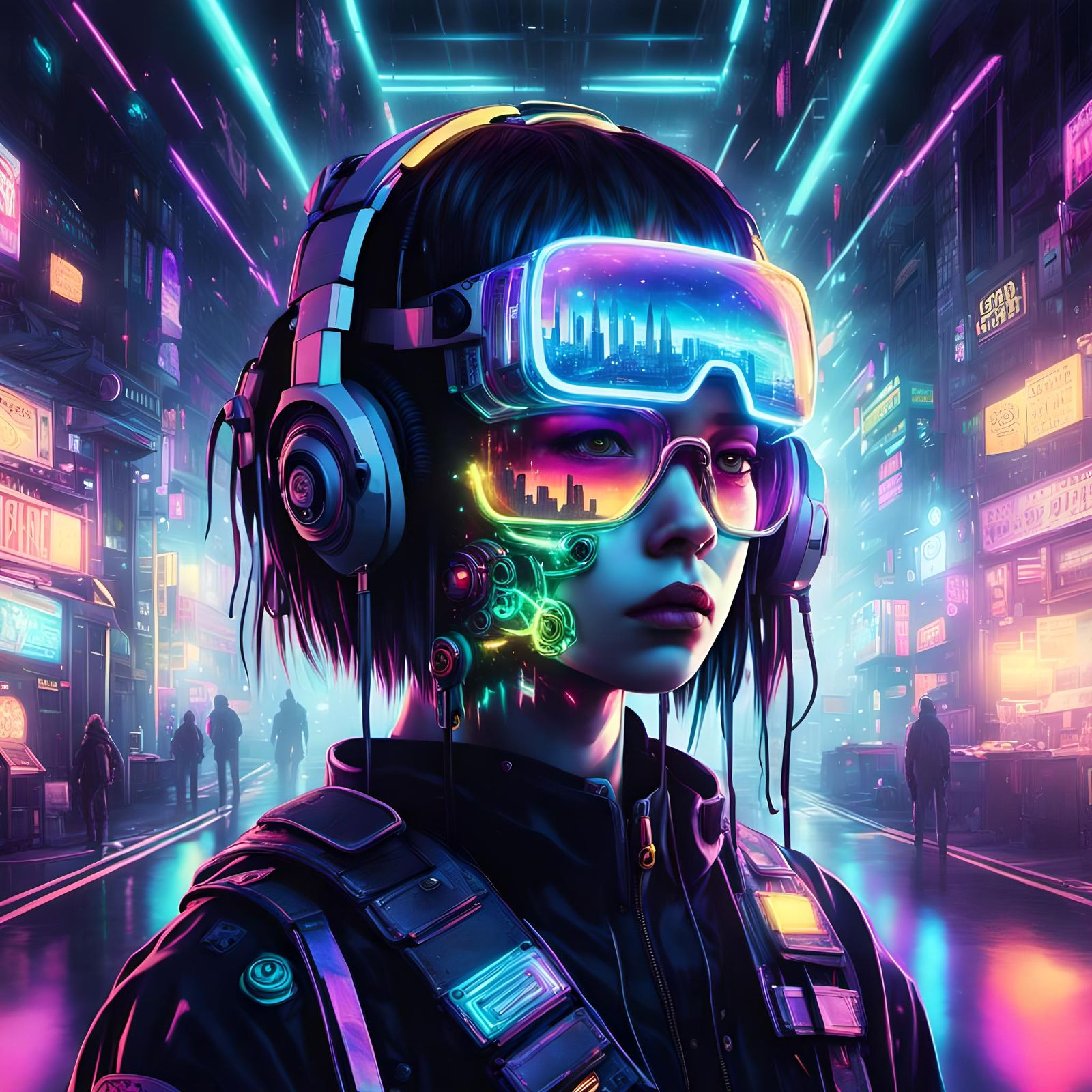 Ethereal Gothic Scene with Futuristic Elements