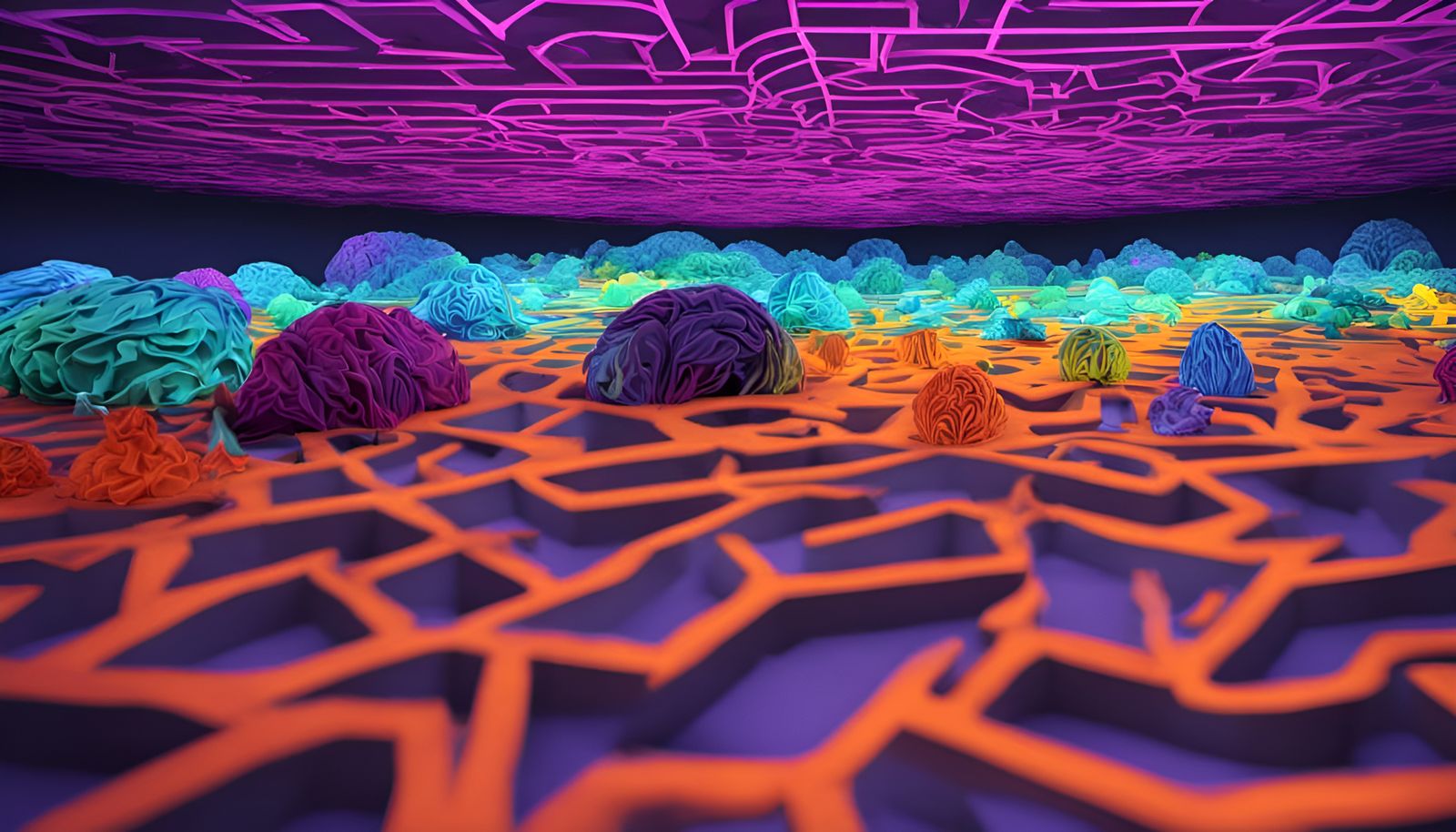 Colorful Brain Entities in Fungal Labyrinth