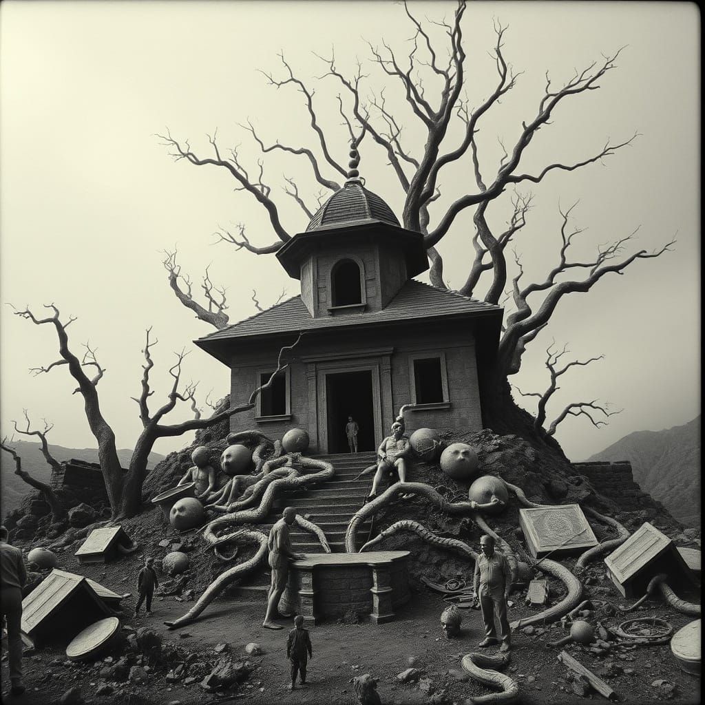 Disturbing Dystopian Horror Photo in 1900s Style