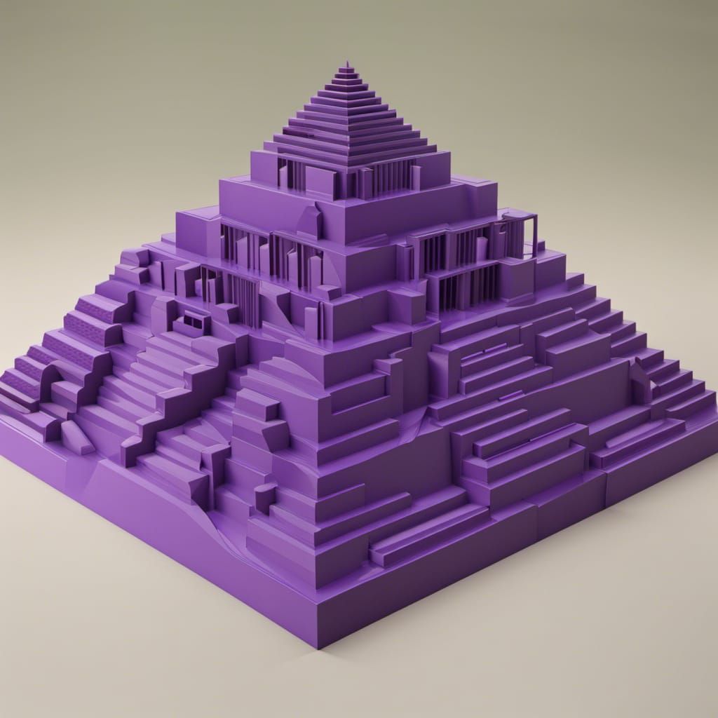 Futuristic Purple Pyramid Cityscape