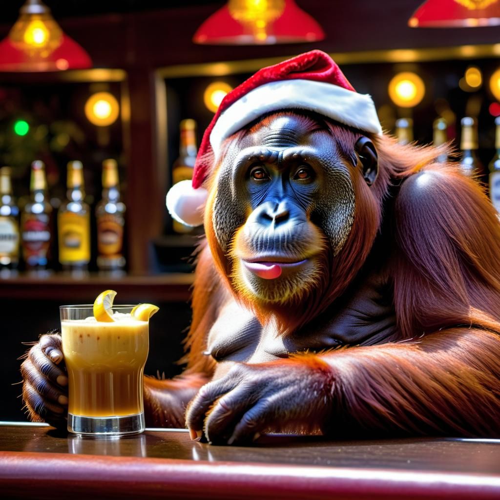 Orangutan Celebrates Christmas at the Disco