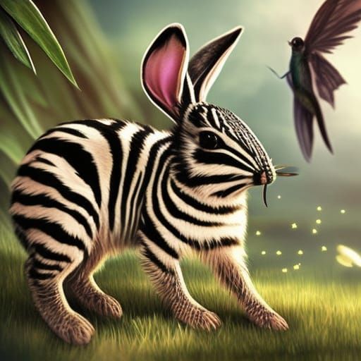 Jungle Striped Elf Bunny: Fantasy Concept Art