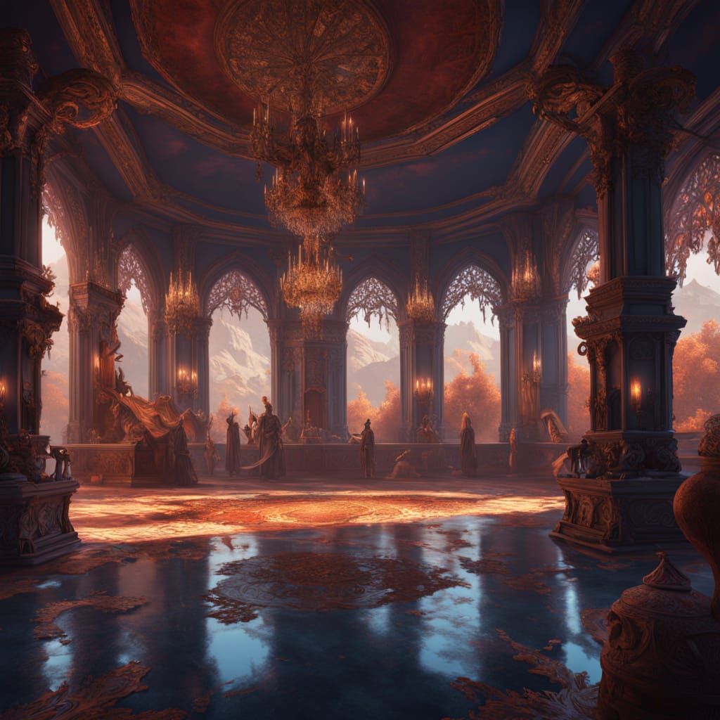 Vampire Ball with Time Portal, Fantasy Concept Art