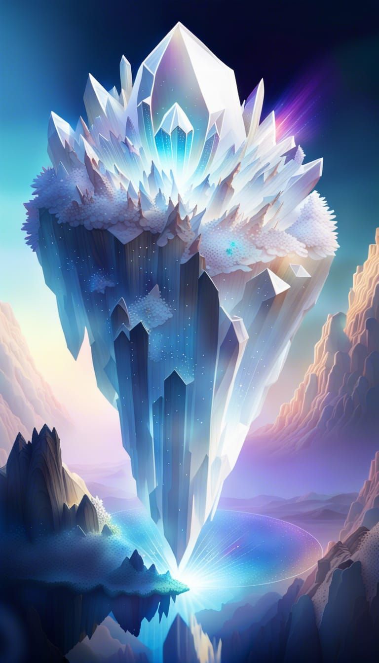 Floating Island Crystal Cluster: Fantasy Art