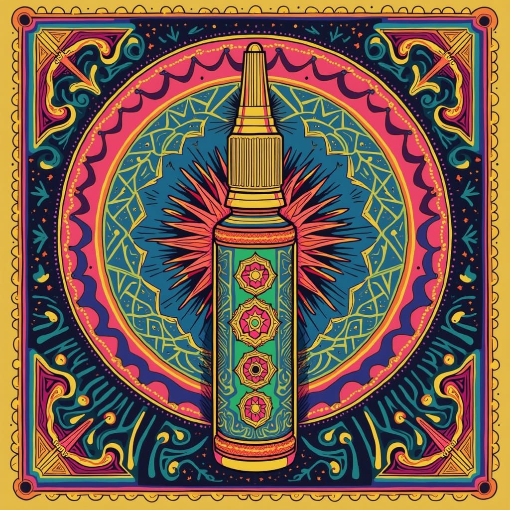 Vintage 1970s Psychedelic Vape Cart Package Design