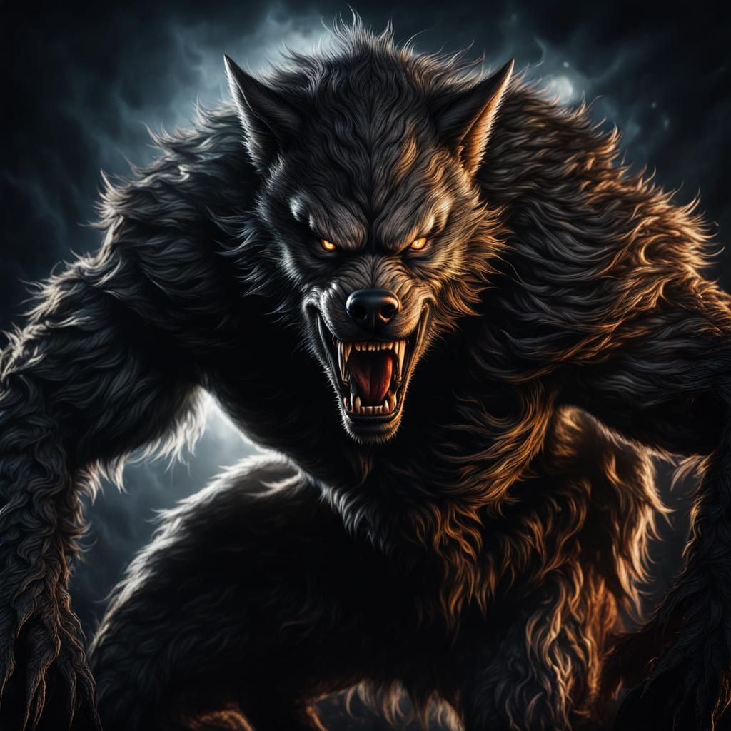 Hyperrealistic Werewolf Transformation Portrait