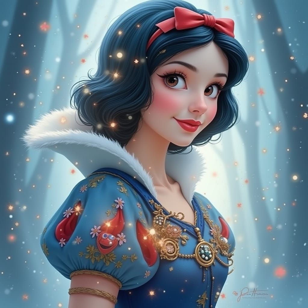 Snow White Double Exposure in Disney Style