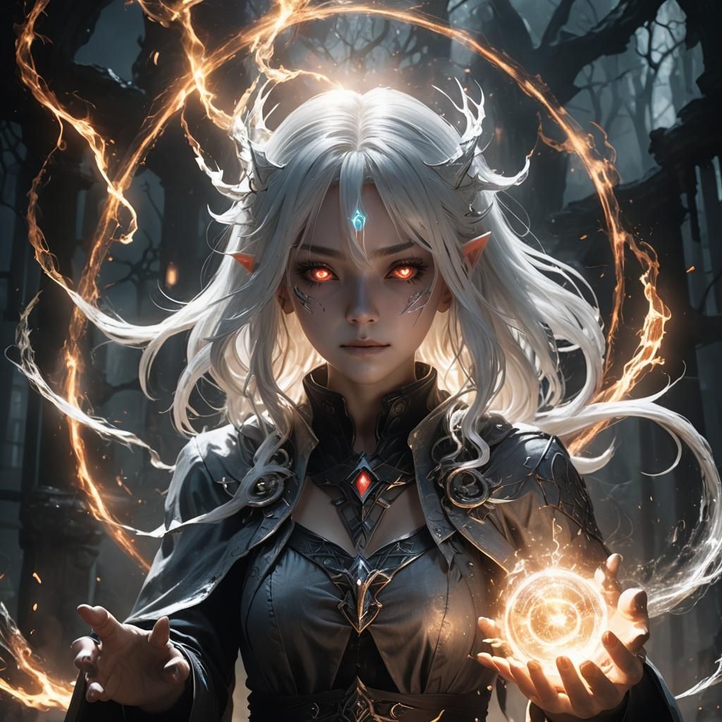 Demon Possessing Girl with Magic: Dark Fantasy Art