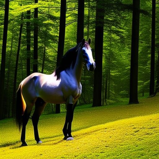 Golden Horse in a Mystical Golden Forest