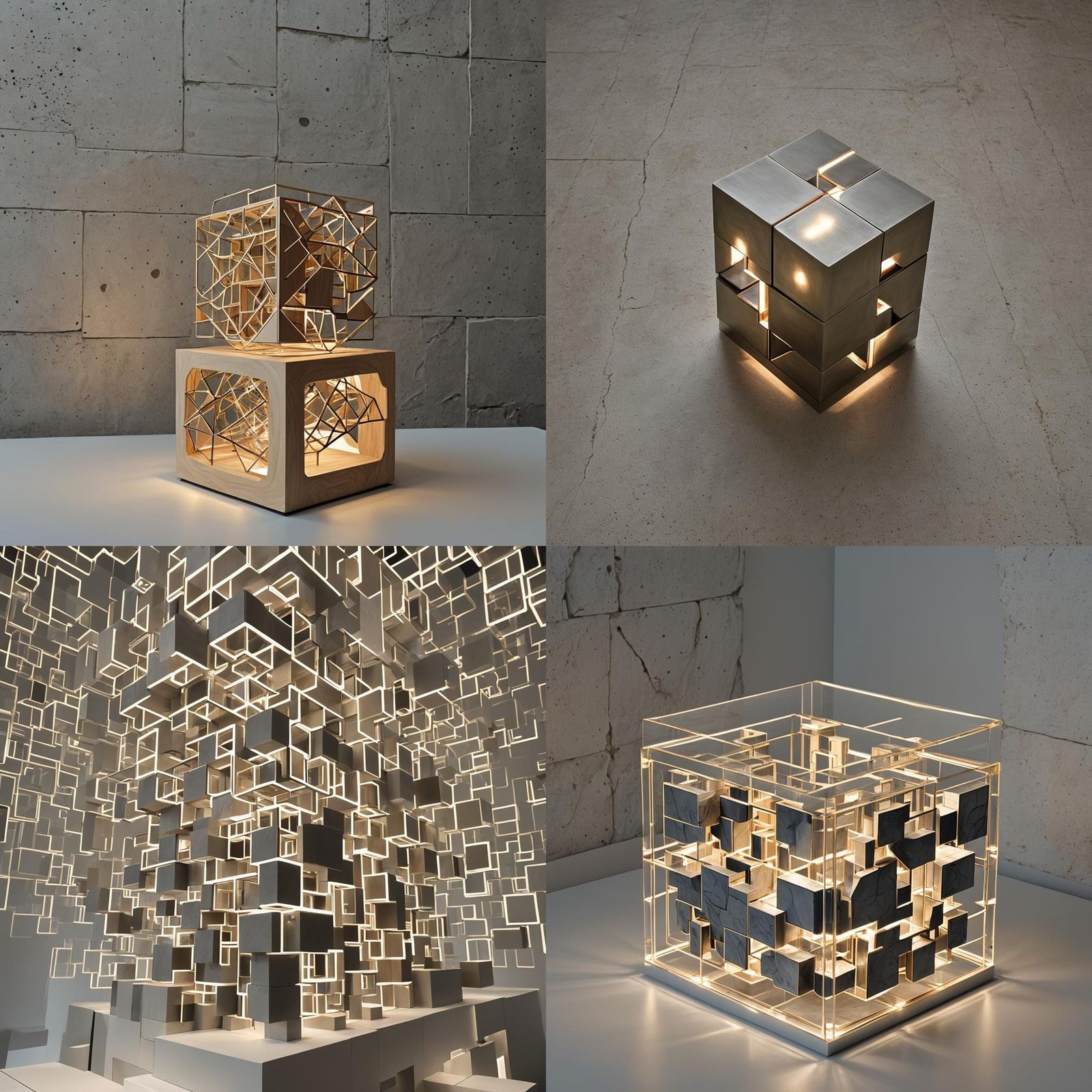 Architectural Trophy with Geometric Patterns and LED Lightin...