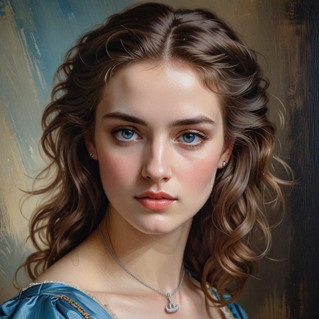 Regency Woman Portrait: Black Hair, Blue Eyes