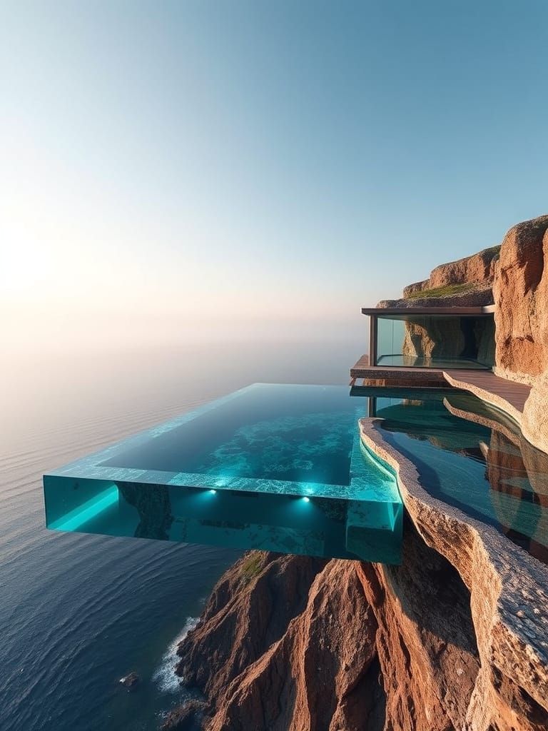 Implausible Cantilevering Optical Disillusion Infinity Edge Swimming Pools