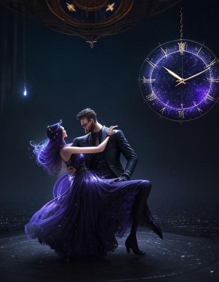 Couple Dancing in a Bottle Under Starry Night