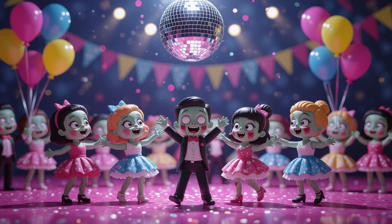 Zombie Prom Night Diorama with Tilt-Shift Effect