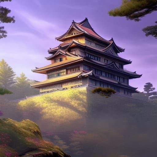 Luminous Japanese Castle Concept Art