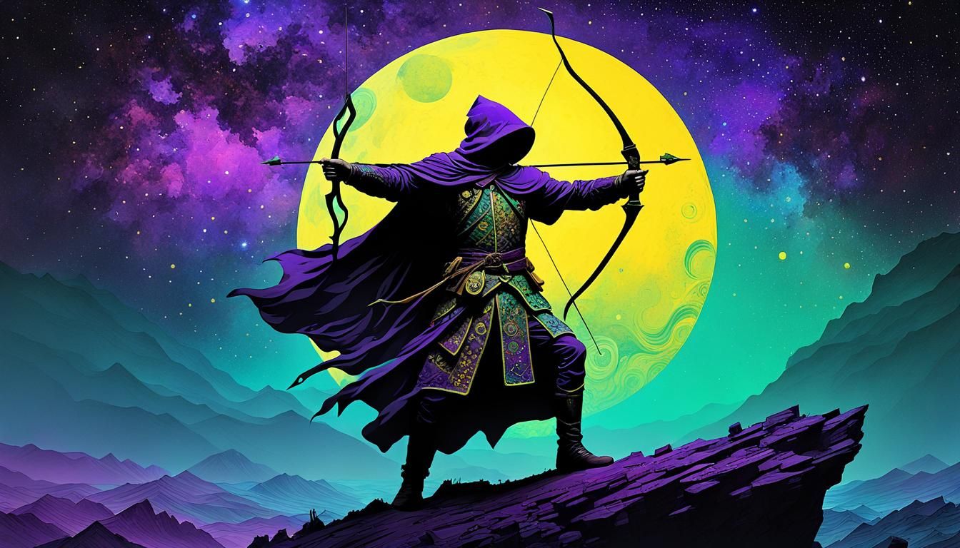 Robin Hood in Cosmic Night, Digital Art