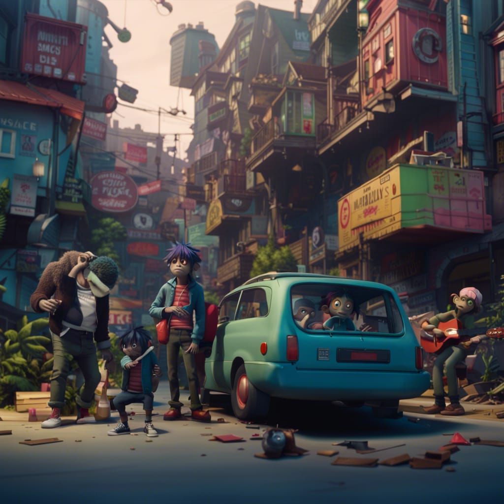 Gorillaz Music Band in 3D Digital Art