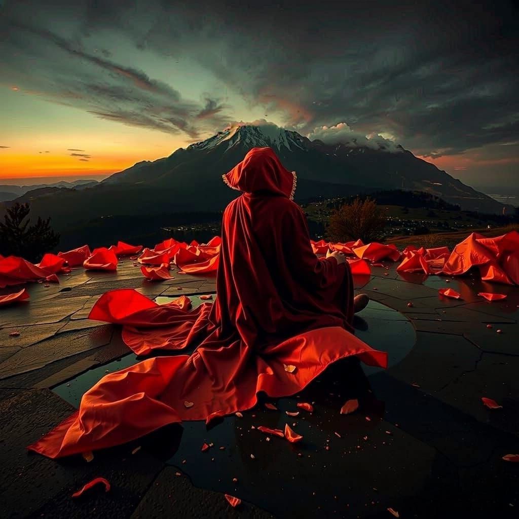 Abstract Swirling Red Forms in Dynamic Motion