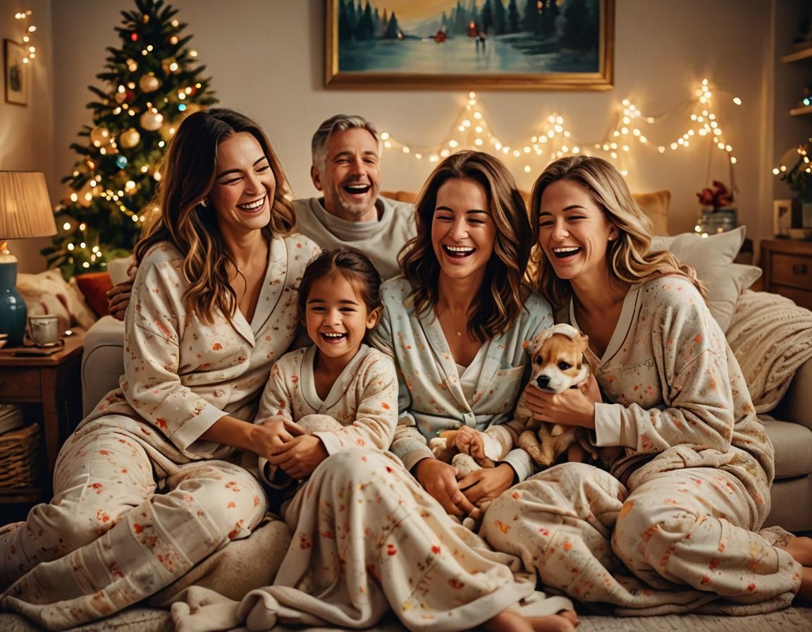 A loving family in a warm home setting, showing hugs or grou...