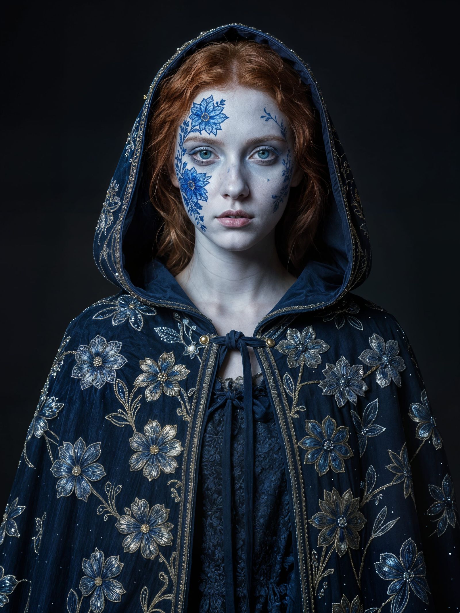 Mysterious Girl in Detailed Cloak, Caravaggio Style