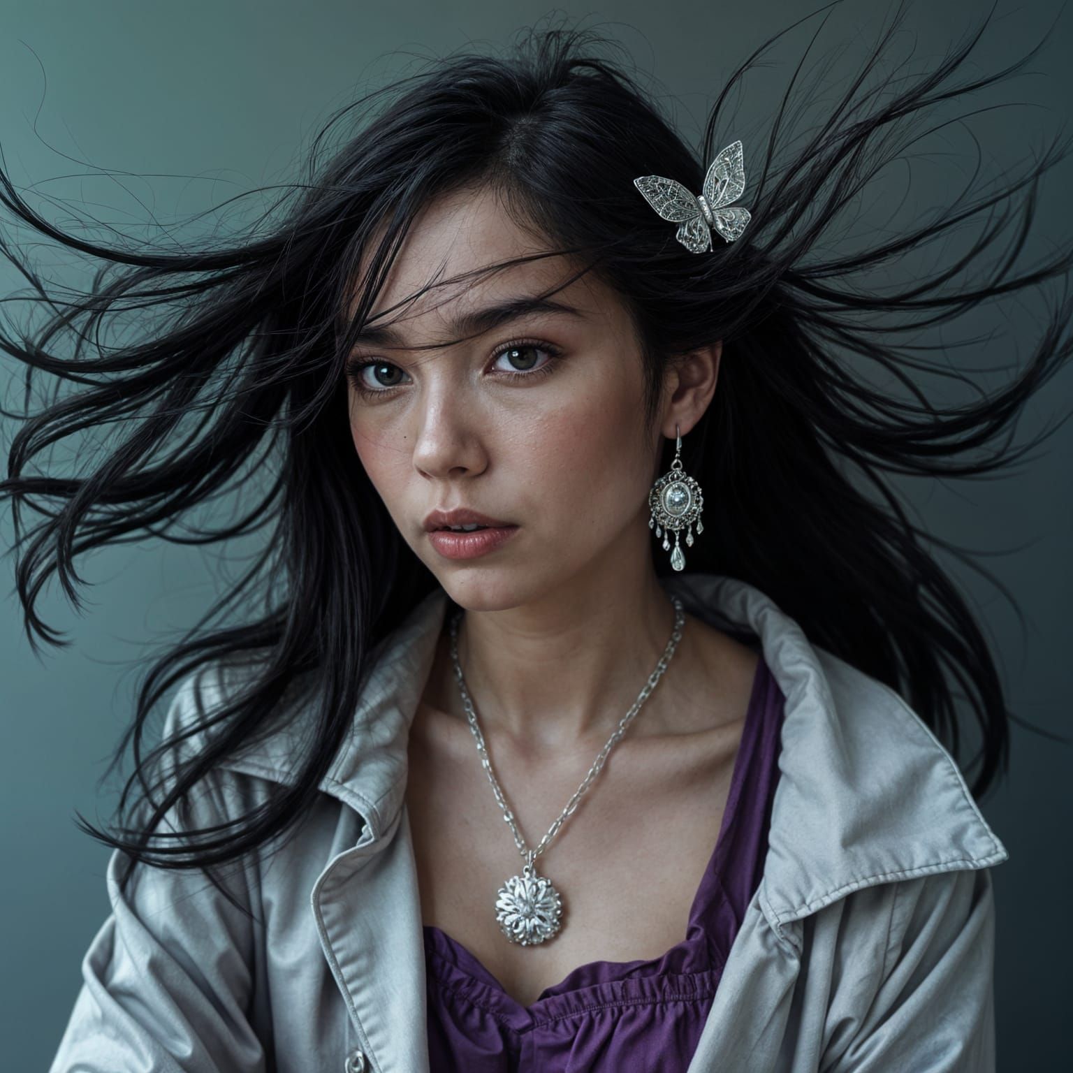 Ethereal Portrait in Silver and Purple