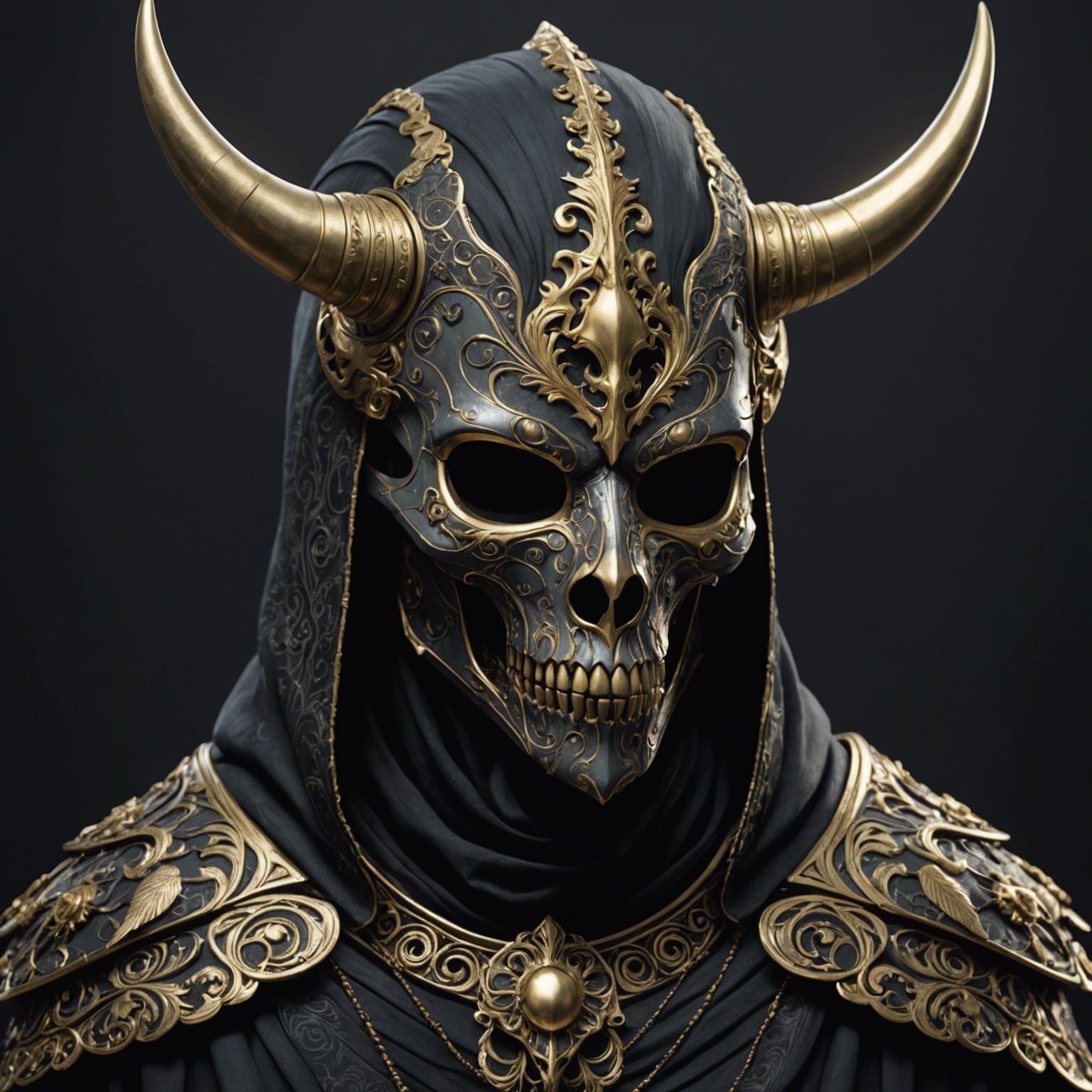 Ornate Dark Fantasy Creature in Silk and Gold