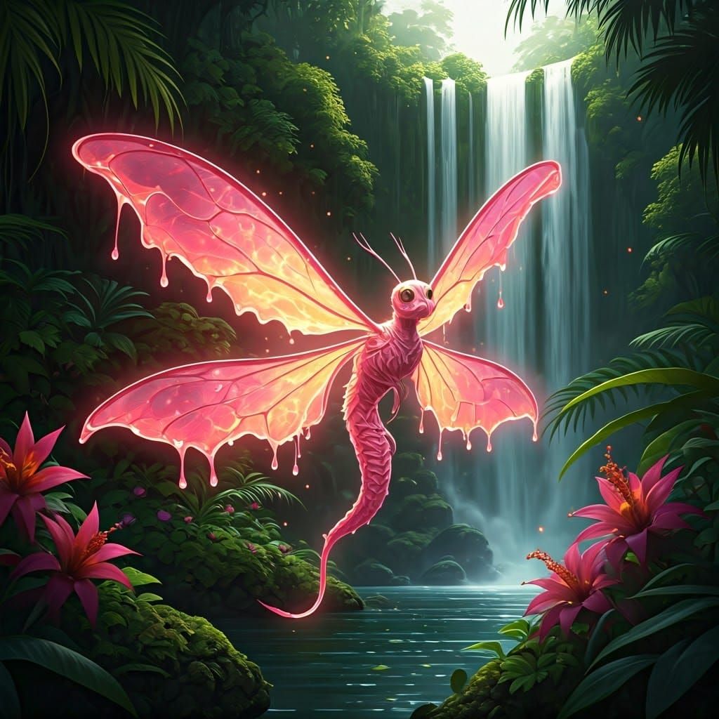 Emberwing Nymph in Tropical Forest with Flowing Wings