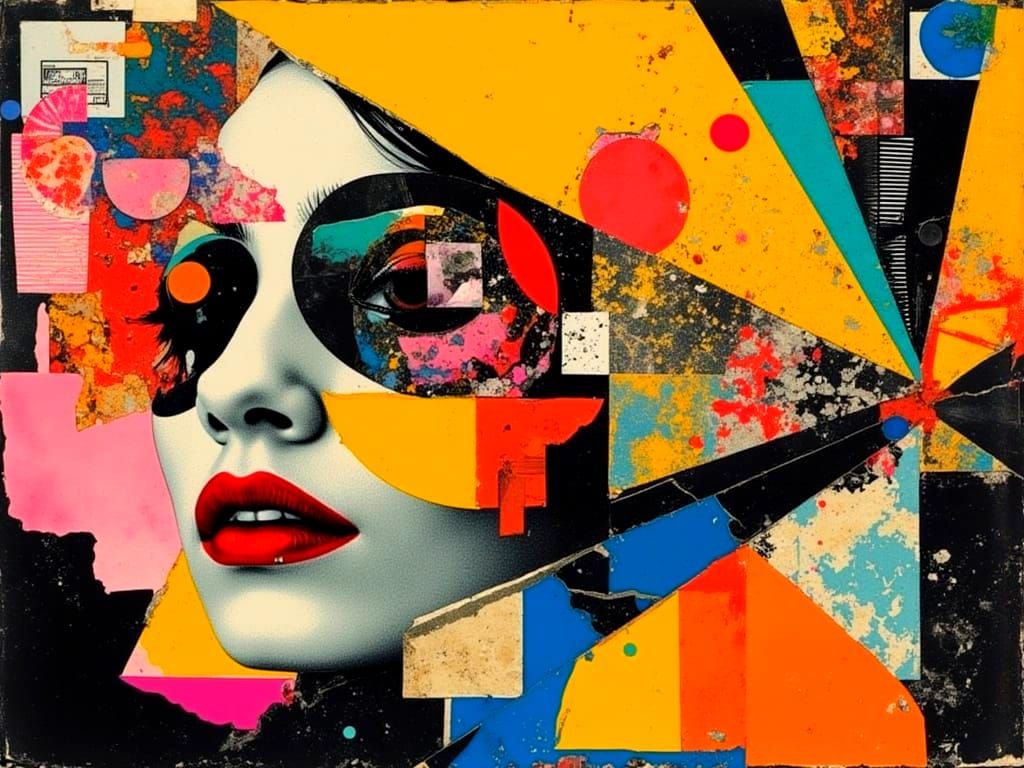 Prism Punk Collage Artwork with Refracting Light