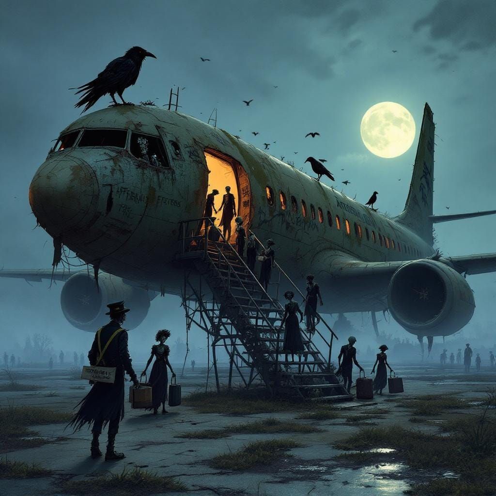 Apocalyptic Airport Runway in Tim Burton Style