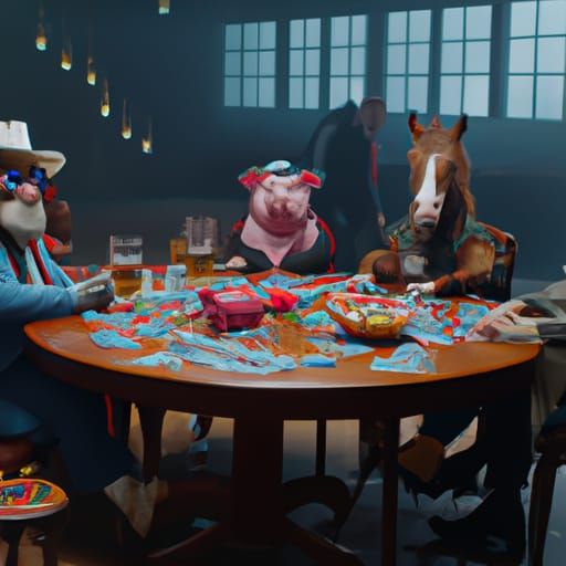 Farm Animals Playing Poker: Realistic 8k Photo