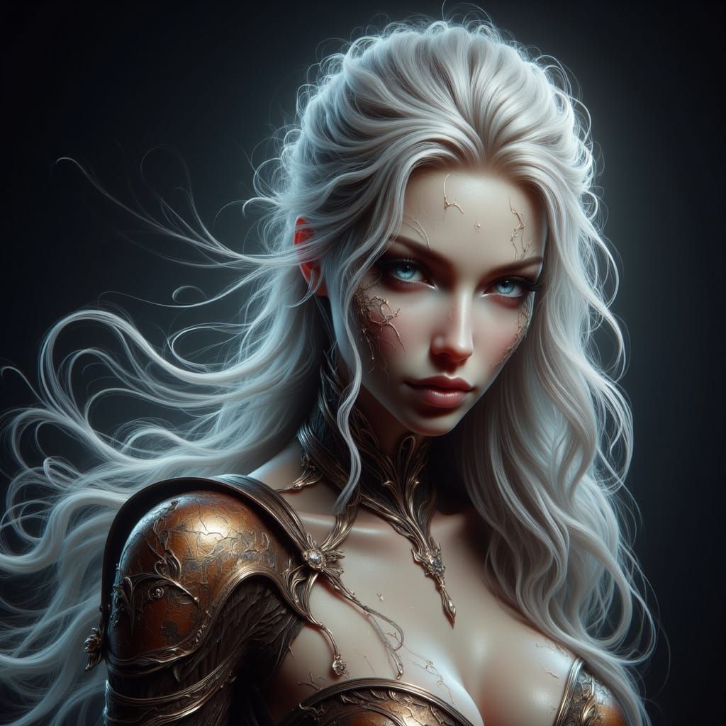 Mystical Warrior Maiden in Moonlit Armor
