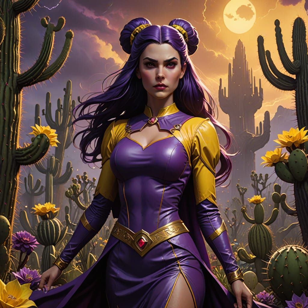 Spirited Cheerleader Paints Dark Fantasy Dracula Amidst Cact...