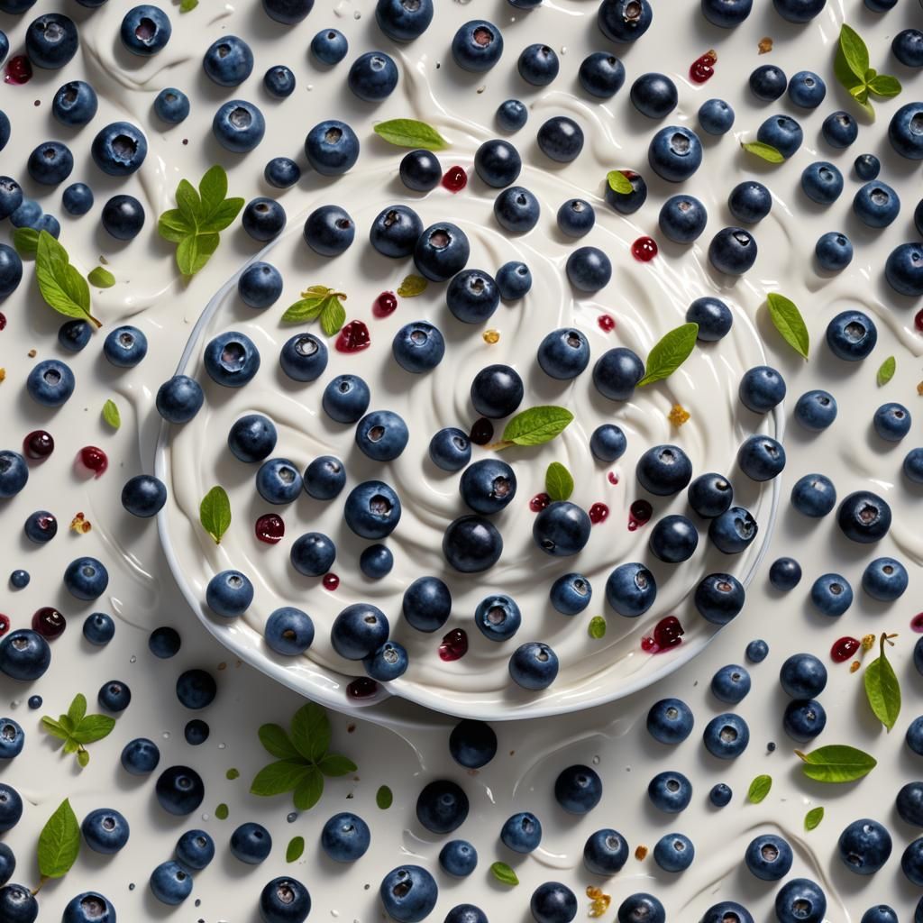 Blueberry Yogurt Bowl: Detailed Matte Painting
