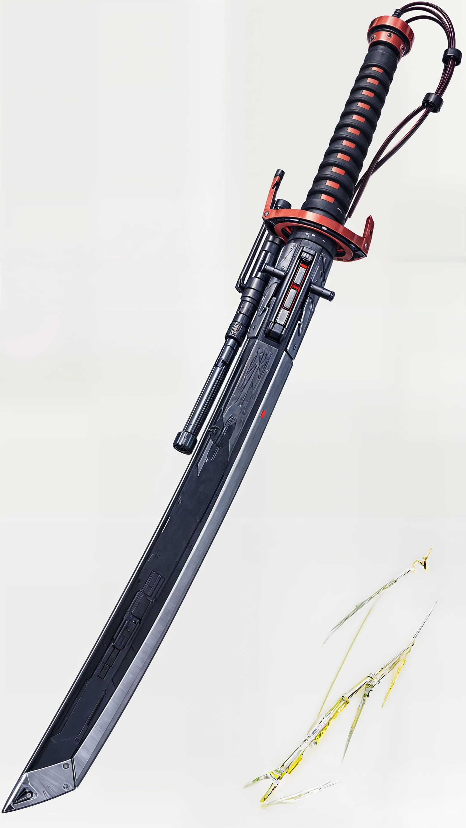 Futuristic Katana with Machine Pistol, Anime Style