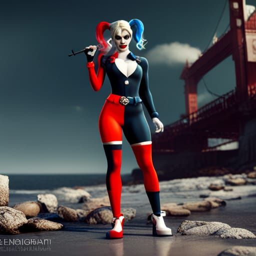 Realistic Harley Quinn in Classic Outfit