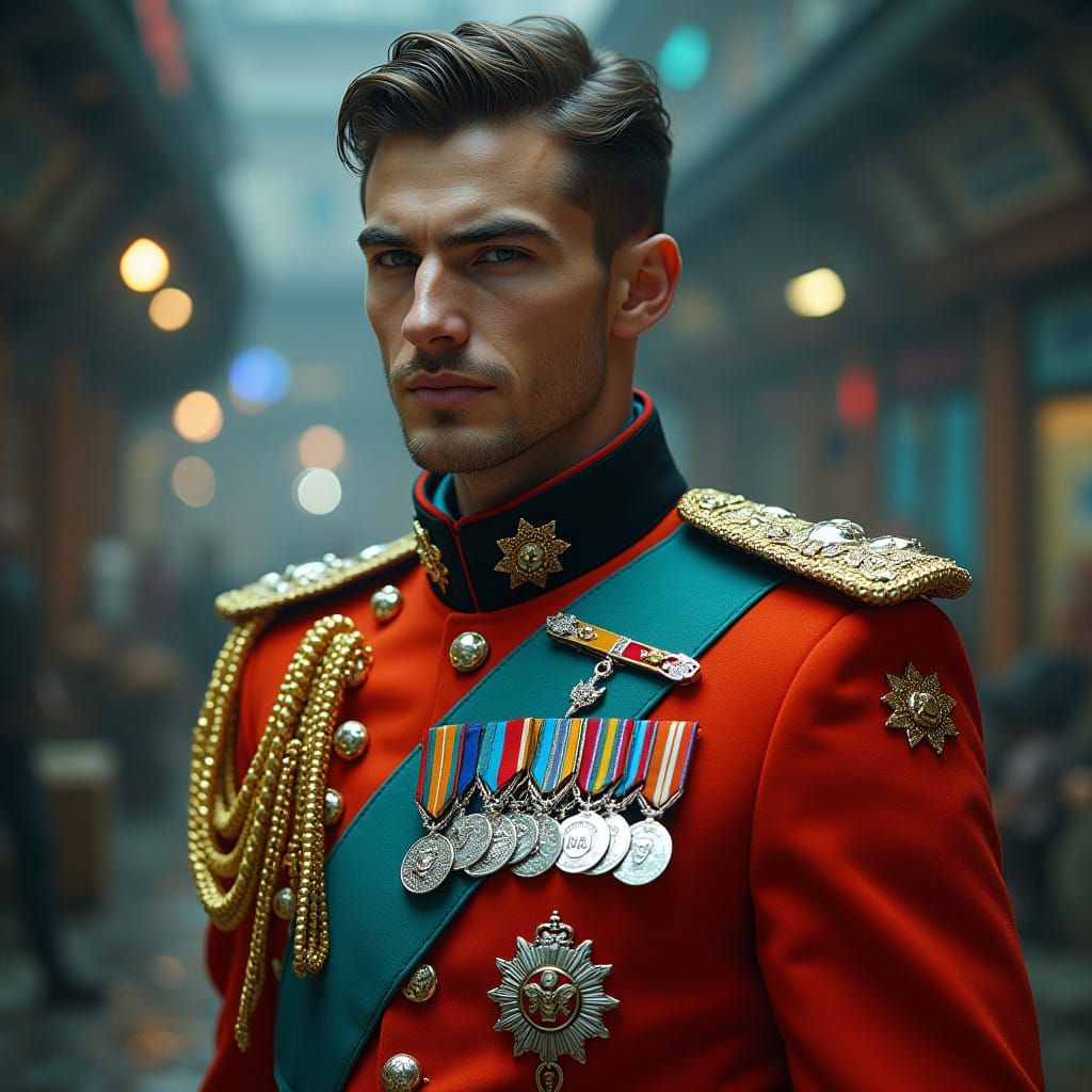 Dashing Military Officer in Futuristic Attire