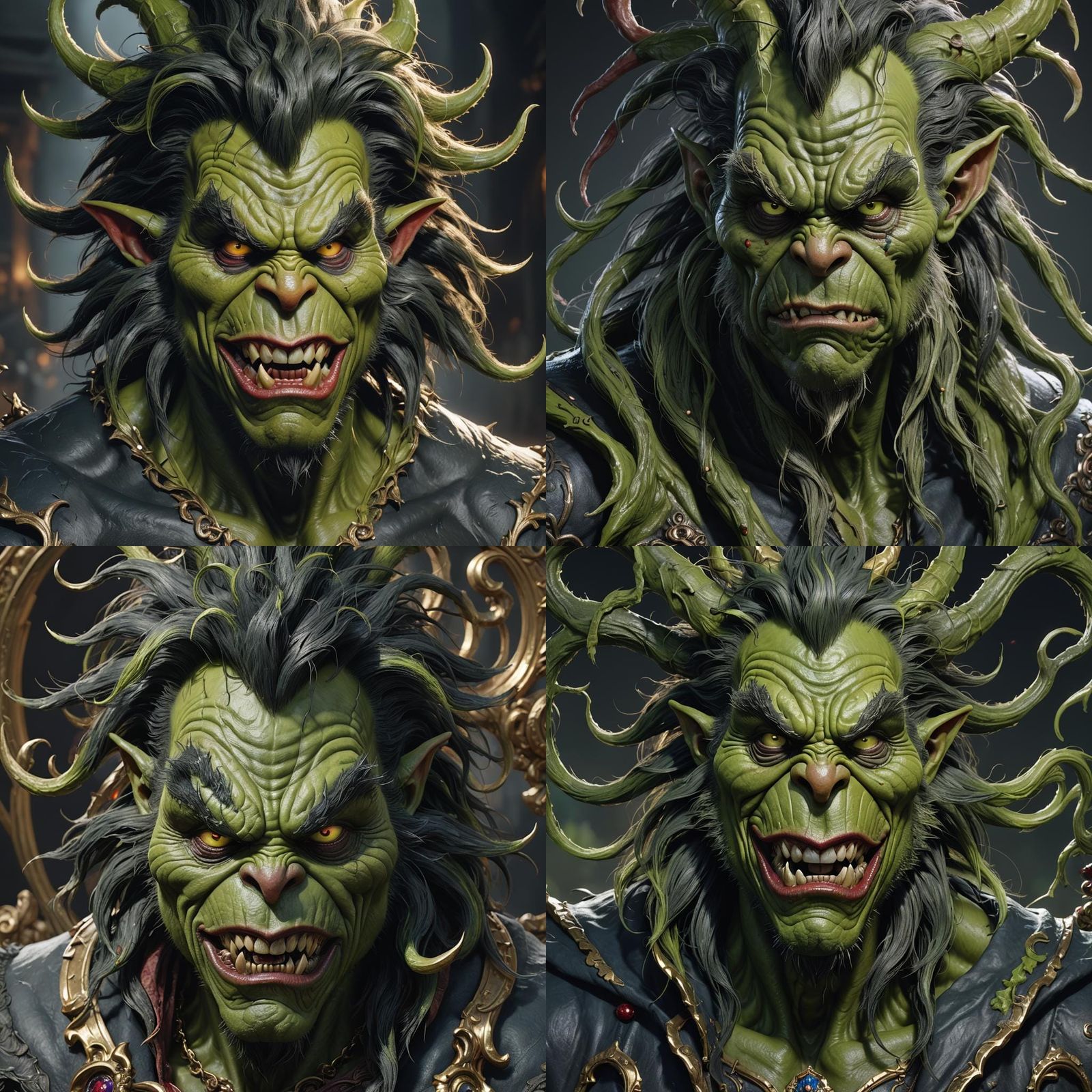 Demonic Porcelain Grinch Portrait in 8K