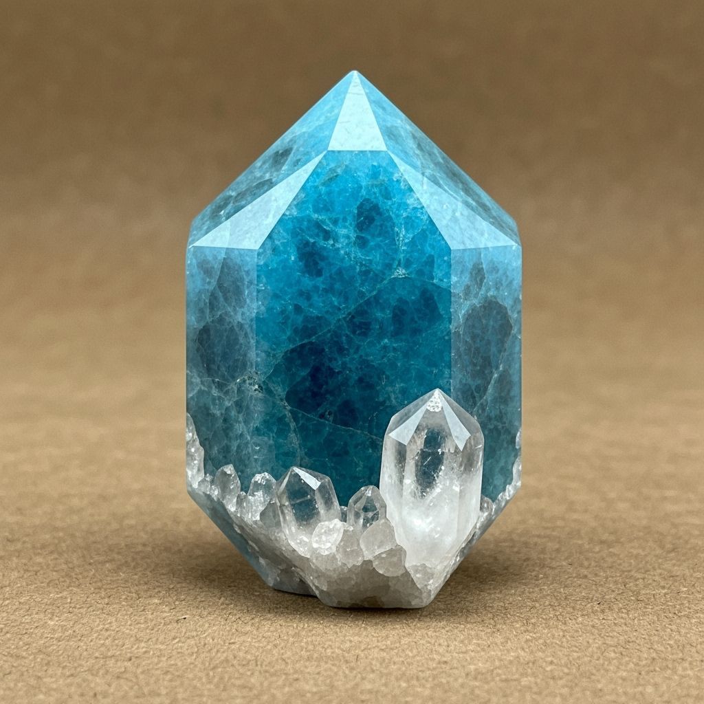 Cerulean Blue Papagoite and Quartz Coyote Talisman