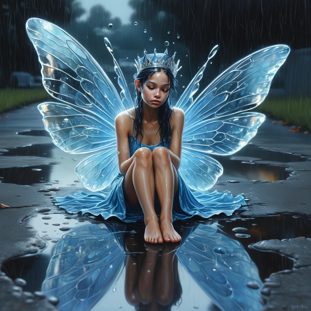 Mystical Fairy Queen in Broken Bubble, Digital Art