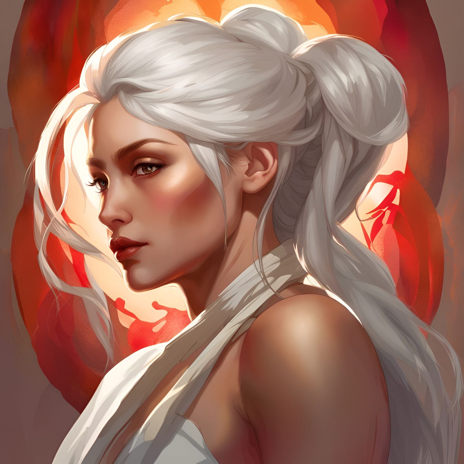 Goddess Portrait with Man Bun in Hyperdetailed Style