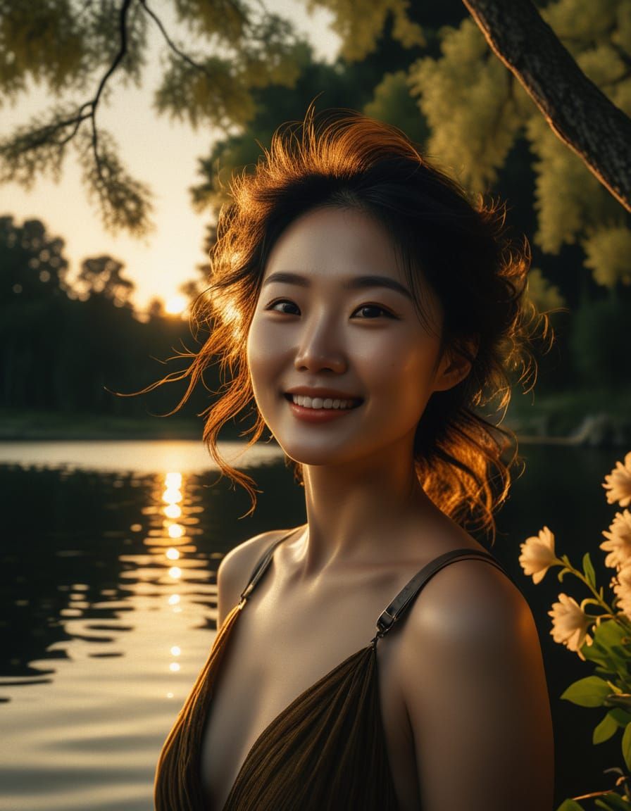 Korean Woman Portrait in Baroque Oil Painting Style
