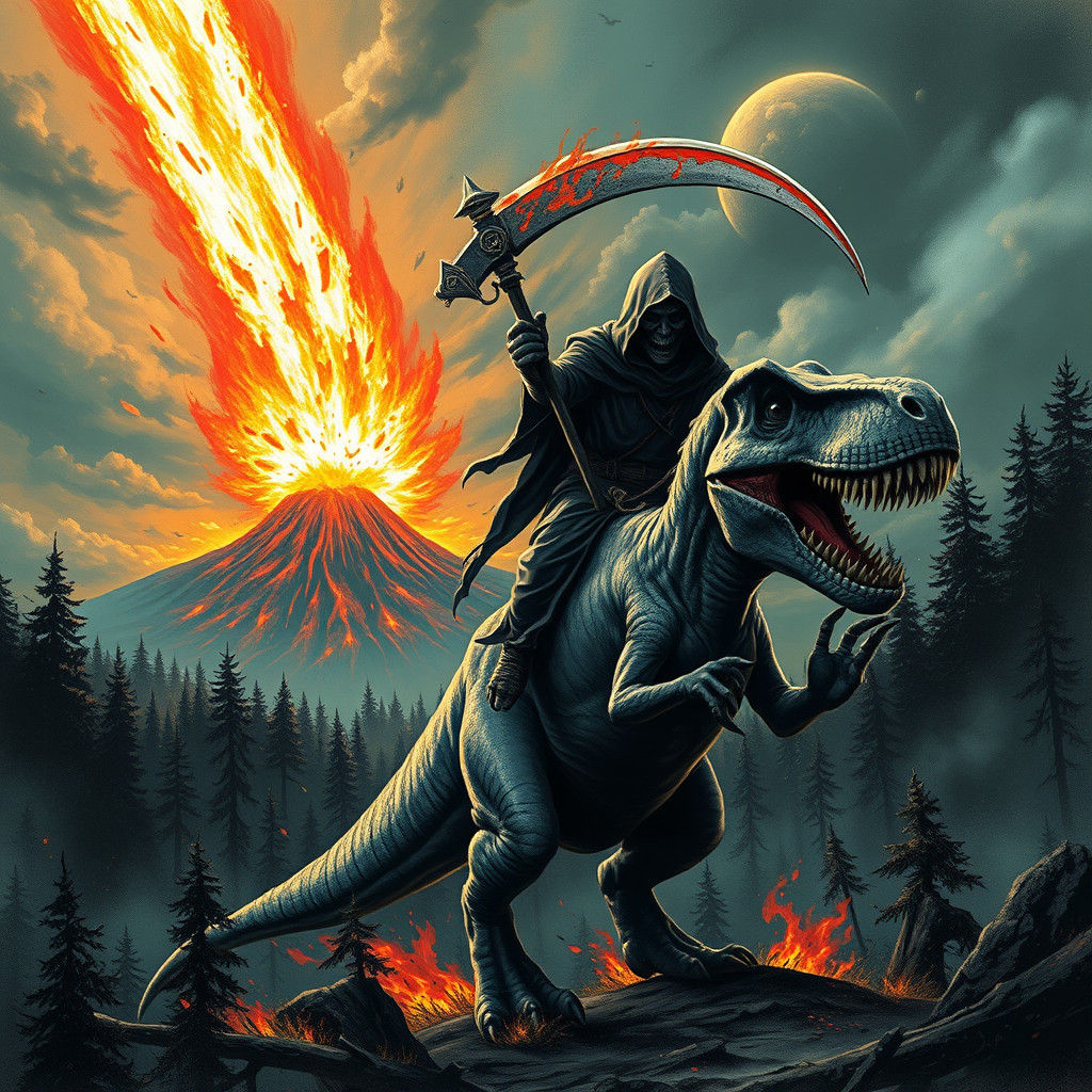Grim Reaper Rex Ride in Apocalyptic Graffiti Style