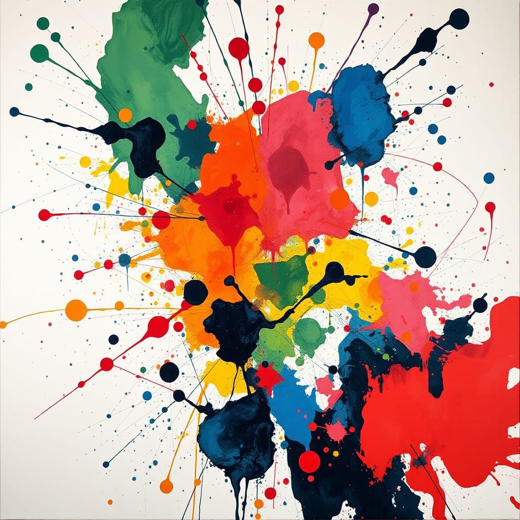 Abstract Ink Splatters in Impasto Style