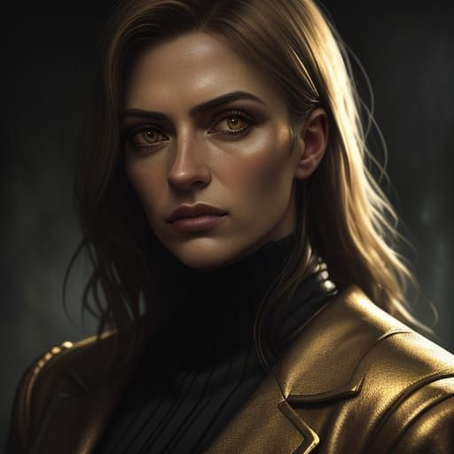 Hyperrealistic Portrait of Woman in Golden Light