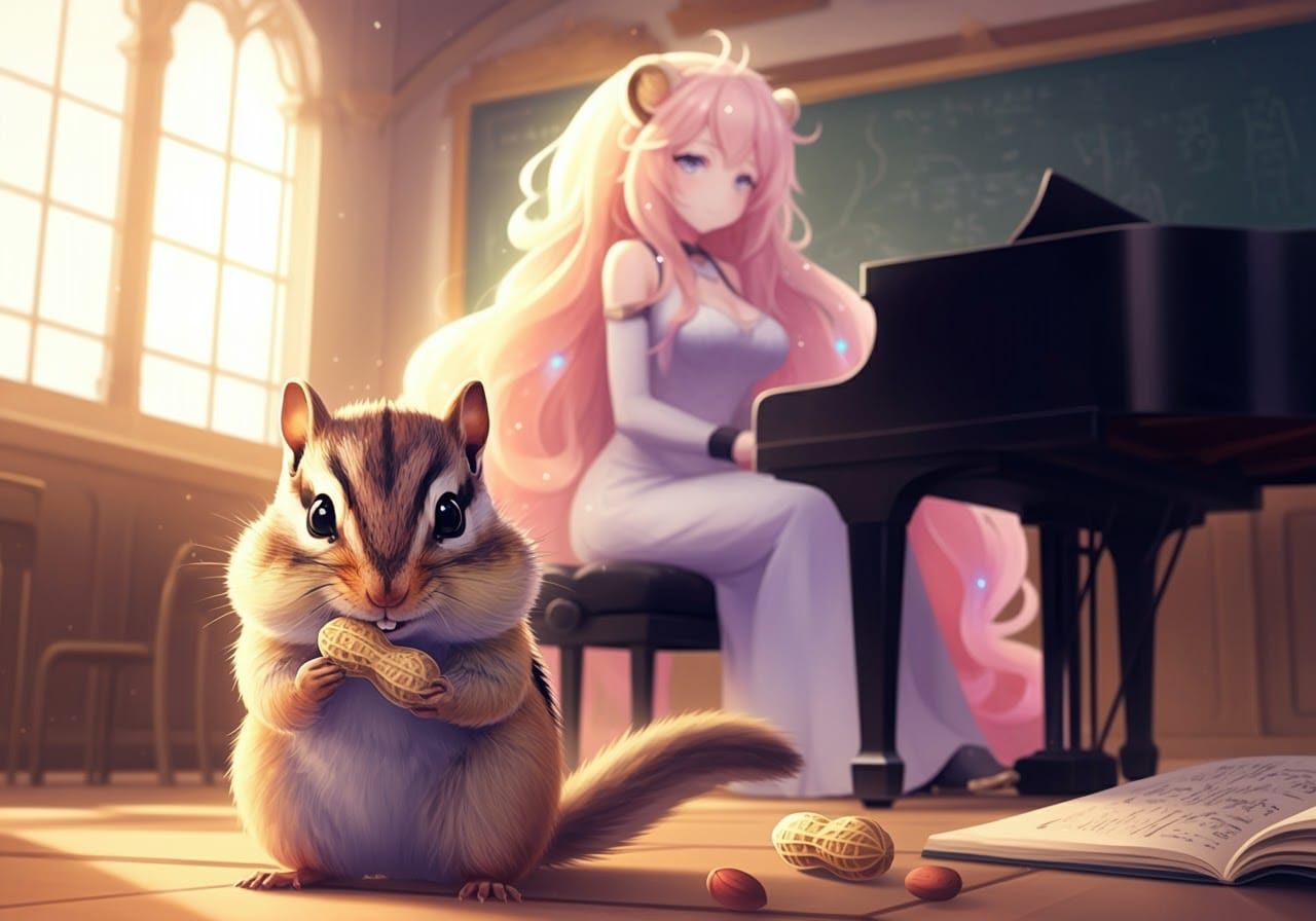 Anime Classroom Scene with Chipmunk and Lioness