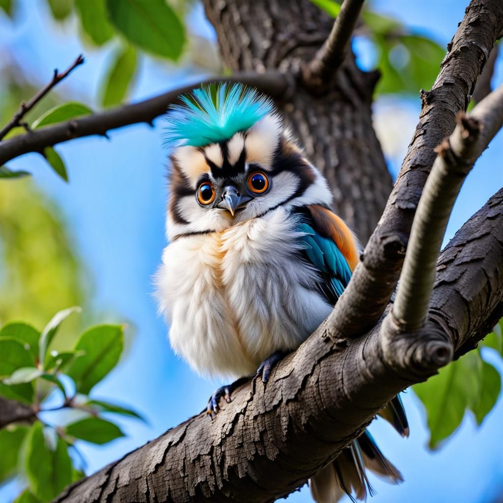 Adorable Fluffy Bird with Large Eyes