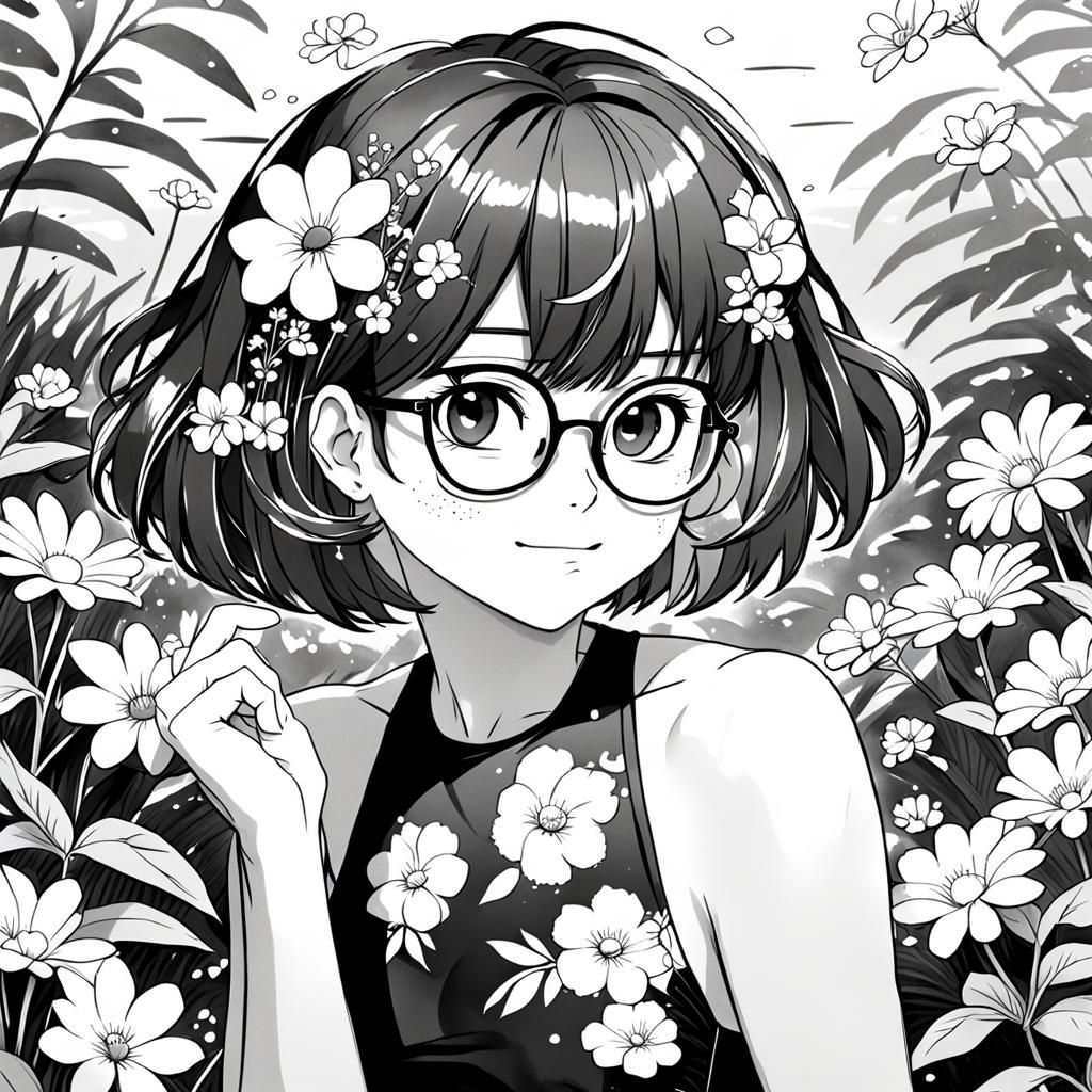 80s Anime Woman in Bathing Suit, Hand Drawn