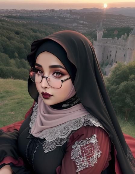 Gothic Portrait of Middle Eastern Woman in Castle