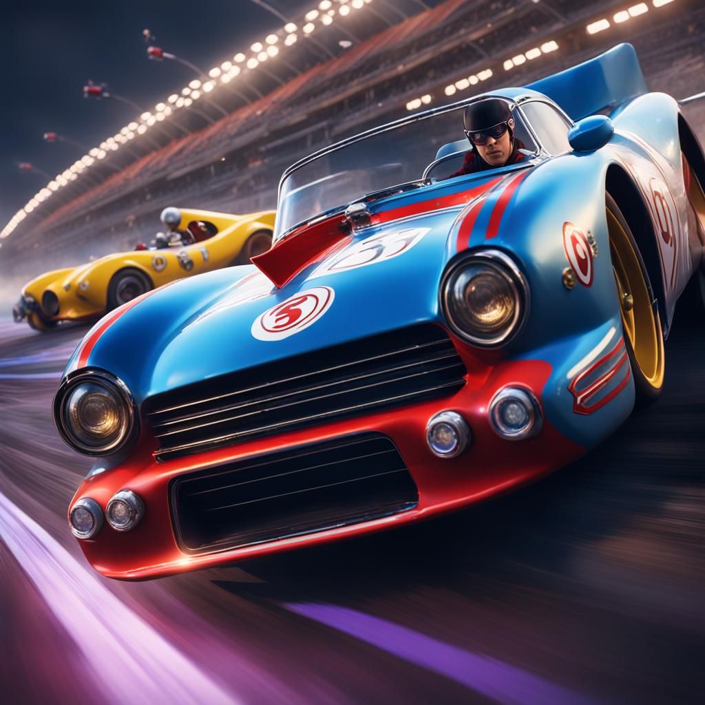 Futuristic Race: Speed Racers on a Cyberpunk Track