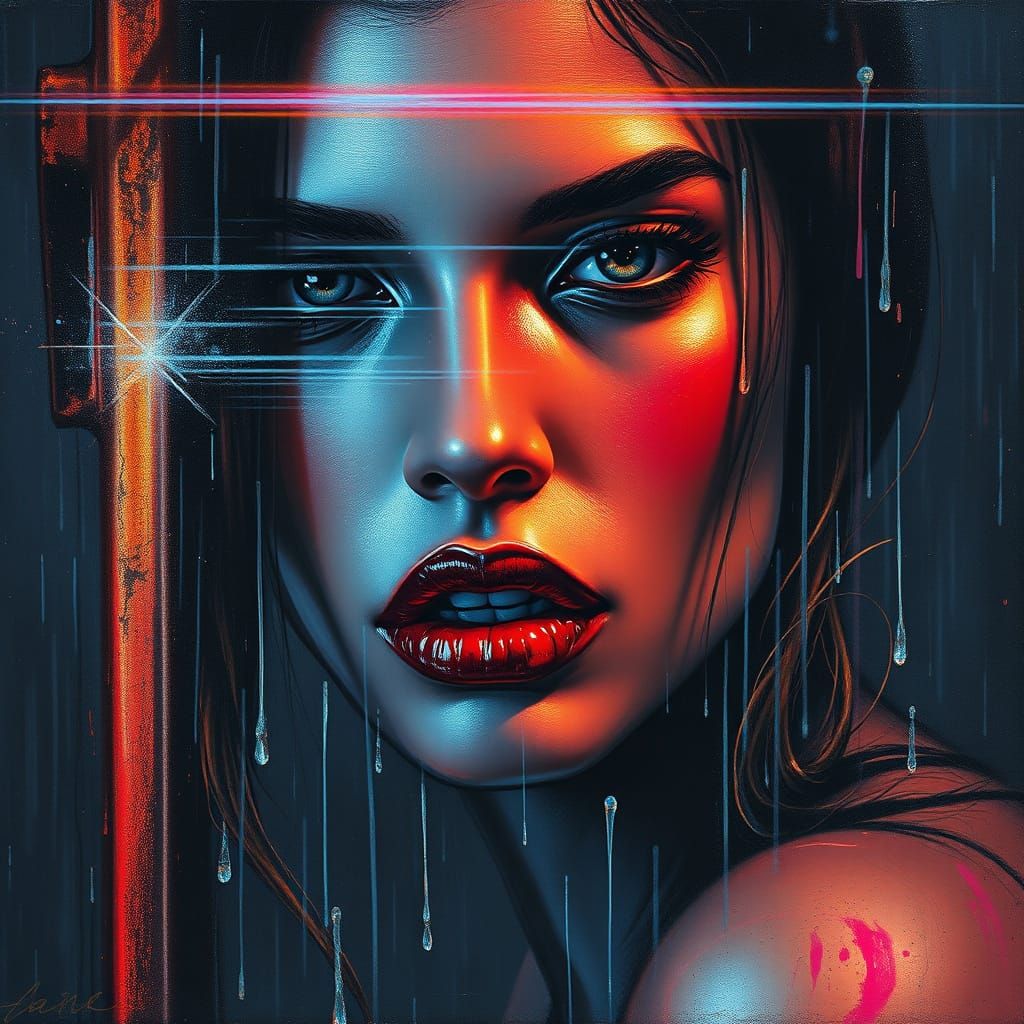 Néon glitch portrait